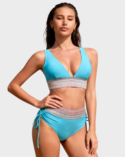 Beach-Ready High Waist Tie Bikini Set