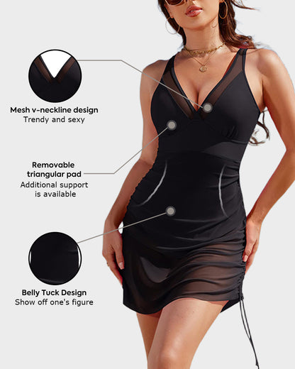 Slimming Mesh Sheer Sarong Wraps Bathing Suit