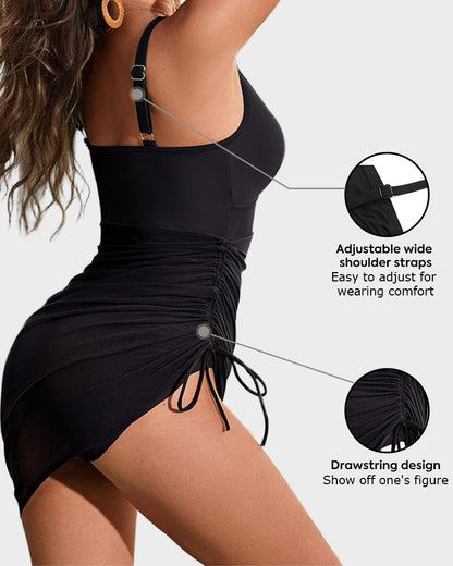 Slimming Mesh Sheer Sarong Wraps Bathing Suit