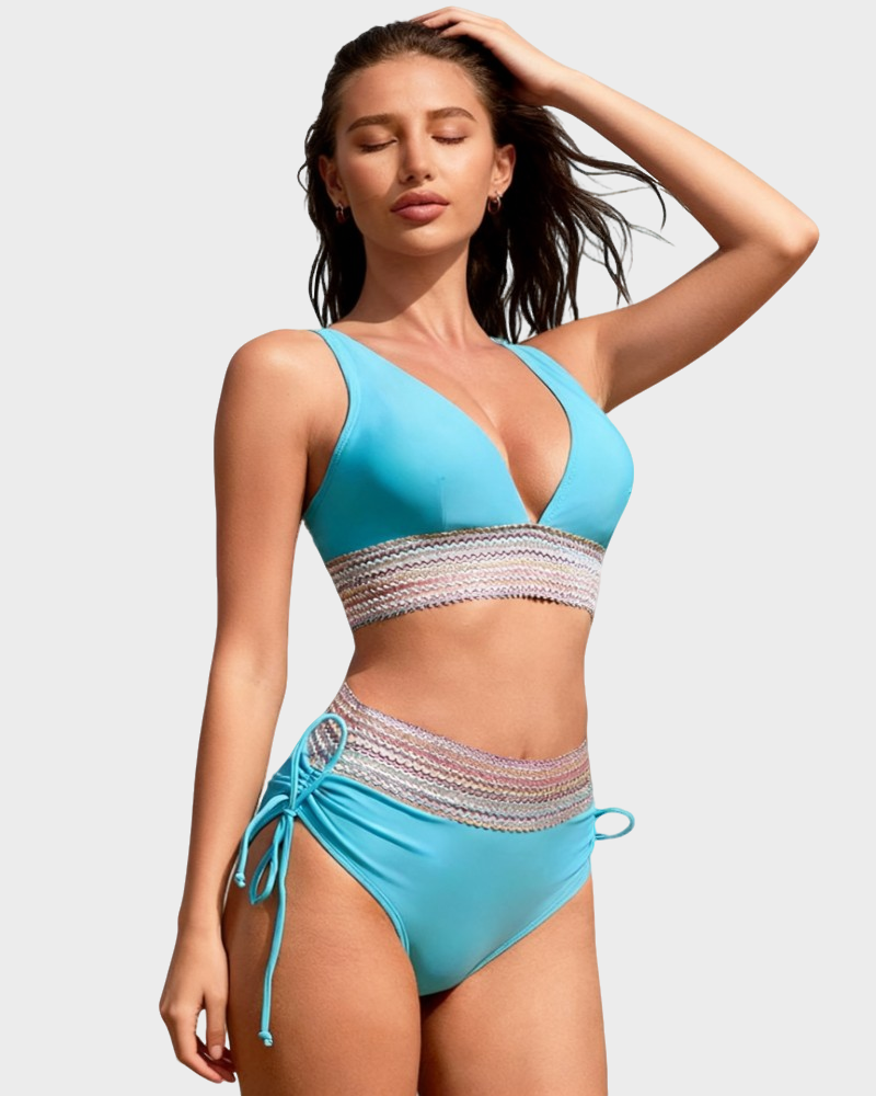 Beach-Ready High Waist Tie Bikini Set