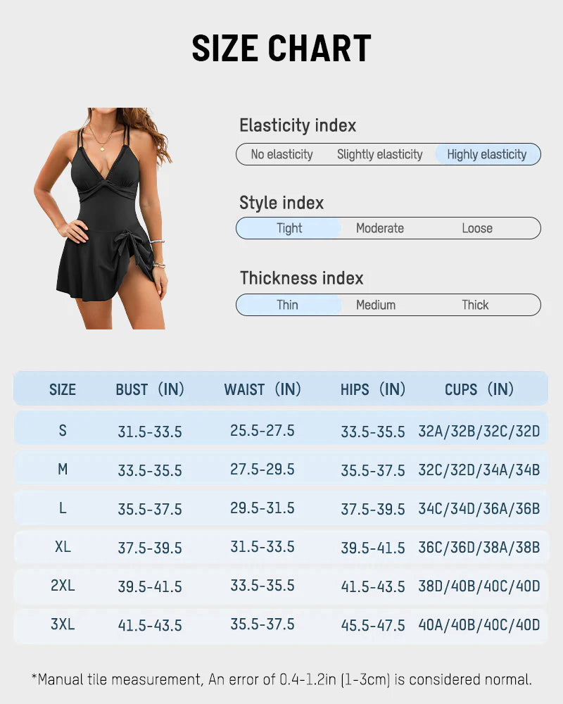 V-Neck Side-Slit One-Piece Swimdress